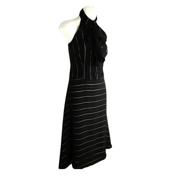 David Rodriguez black frill front backless dress silk - Picture 1 of 14